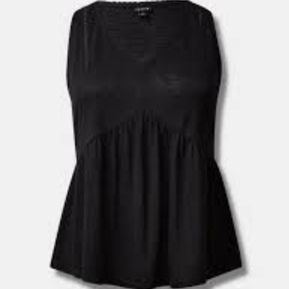 Torrid Casual Cute Cotton Modal Slub Ladder Trim V Neck Babydoll Tank Size 2X - Picture 7 of 8